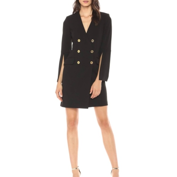 black split sleeve blazer dress